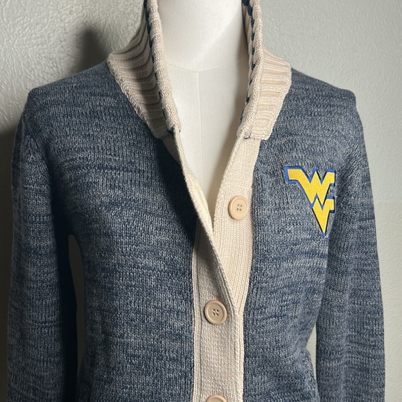 Renu Heathered Navy West Virginia Her Button-Up Work Sock Cardigan Sweater NWT S - Picture 3 of 16